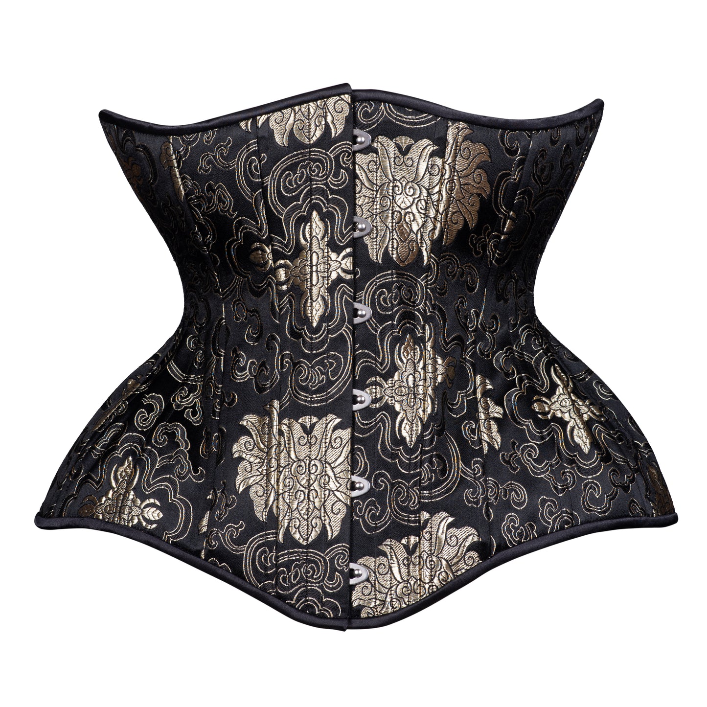 Onyx and Gold Straight Corset, Gemini Silhouette, Long