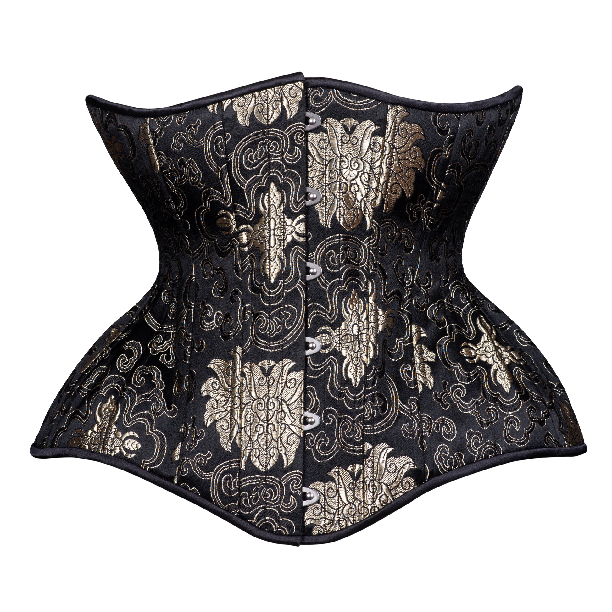 Onyx and Gold Straight Corset, Gemini Silhouette, Long
