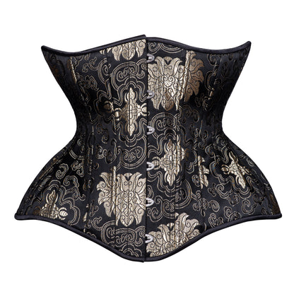 Onyx and Gold Straight Corset, Gemini Silhouette, Long