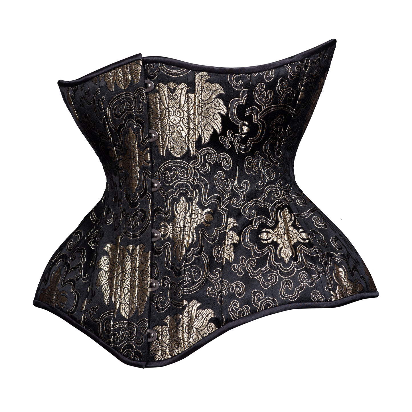 Onyx and Gold Straight Corset, Gemini Silhouette, Long