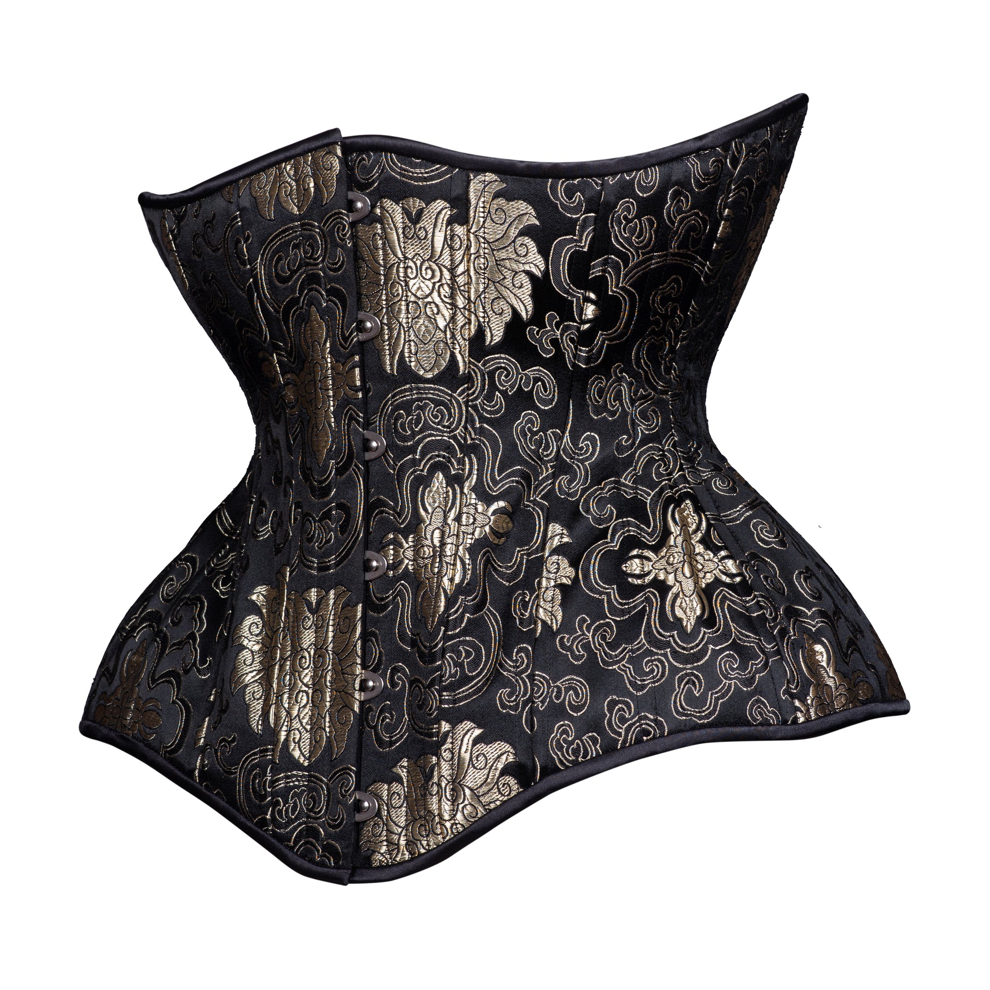 Onyx and Gold Straight Corset, Gemini Silhouette, Long
