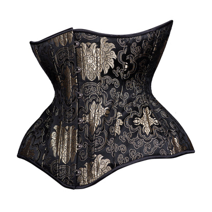 Onyx and Gold Straight Corset, Gemini Silhouette, Long