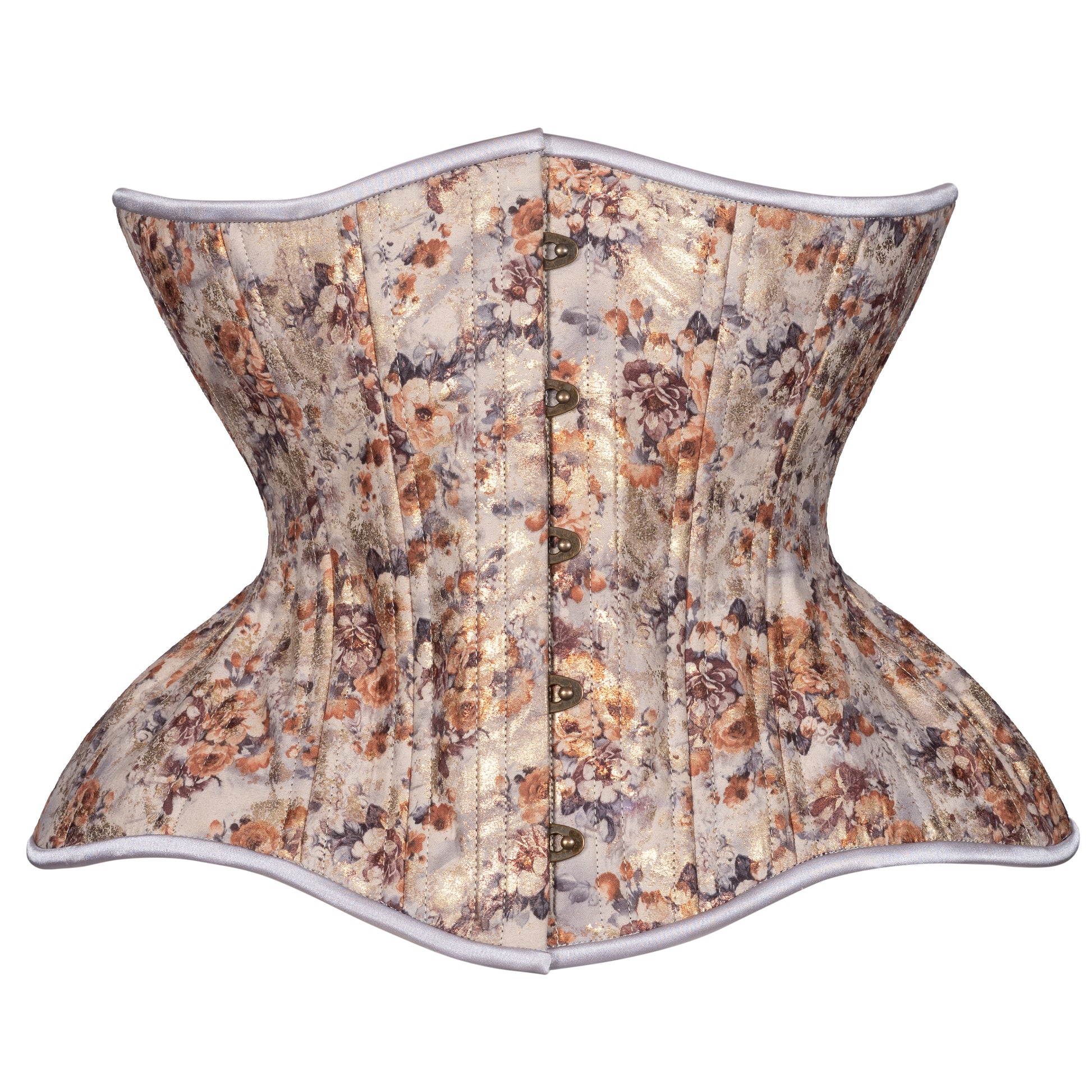 Floral Shimmer in Sepia Straight Corset, Gemini Silhouette, Regular