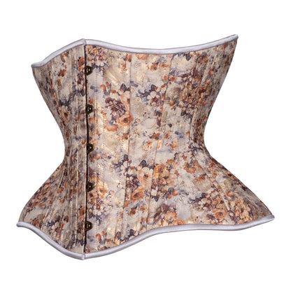 Floral Shimmer in Sepia Straight Corset, Gemini Silhouette, Regular