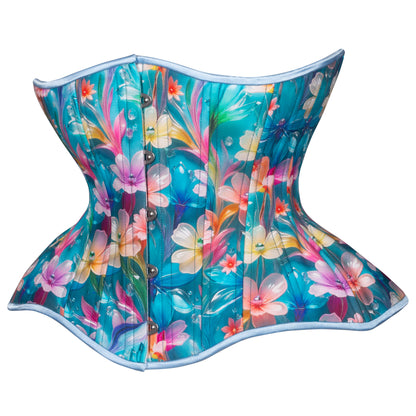 Bubble Blooms in Blue Straight Corset, Gemini Silhouette, Regular