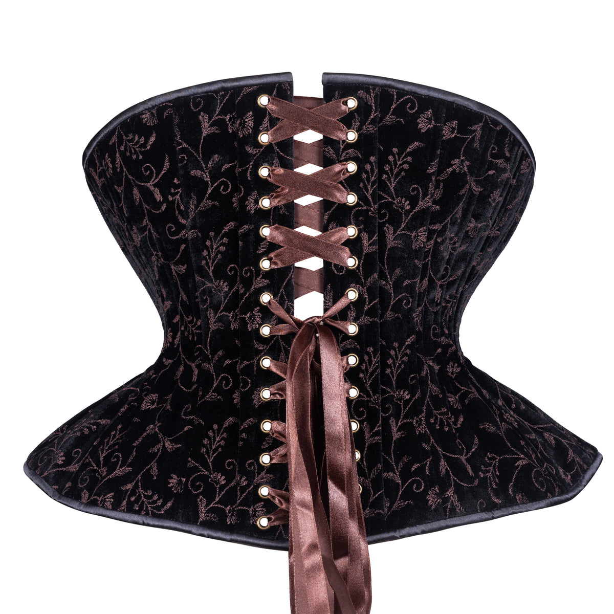 Brown Vine Velvet Straight Corset, Gemini Silhouette, Regular