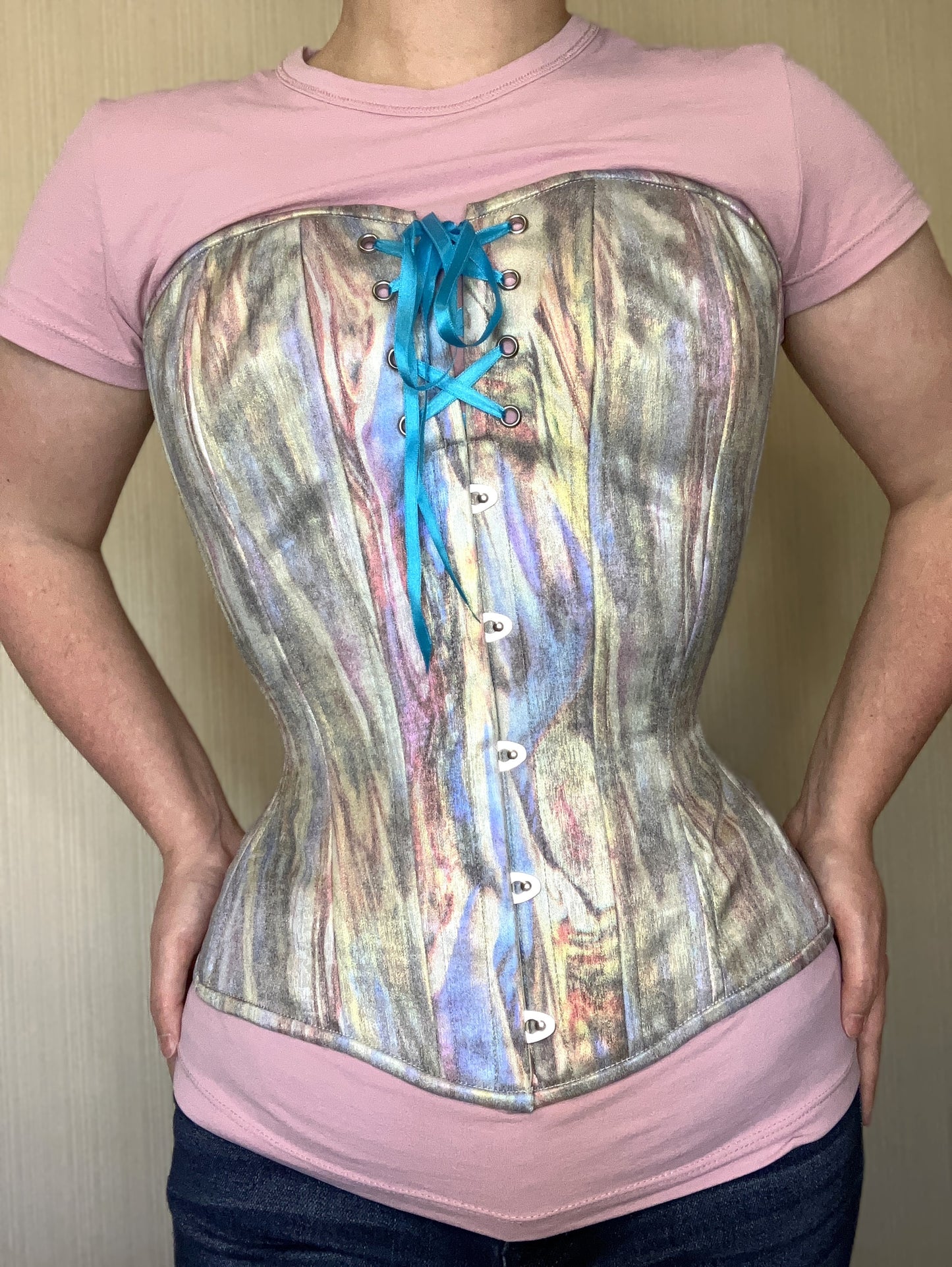 Impressionist Shimmer, Overbust Corset, Hourglass Silhouette, NEW