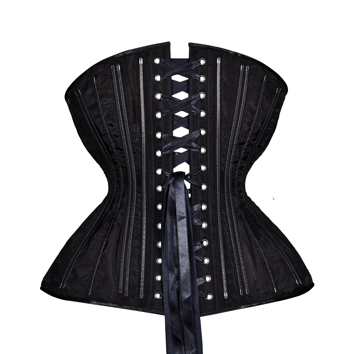 Black Fine Mesh No Line  Cupped Corset, Gemini Silhouette, Long