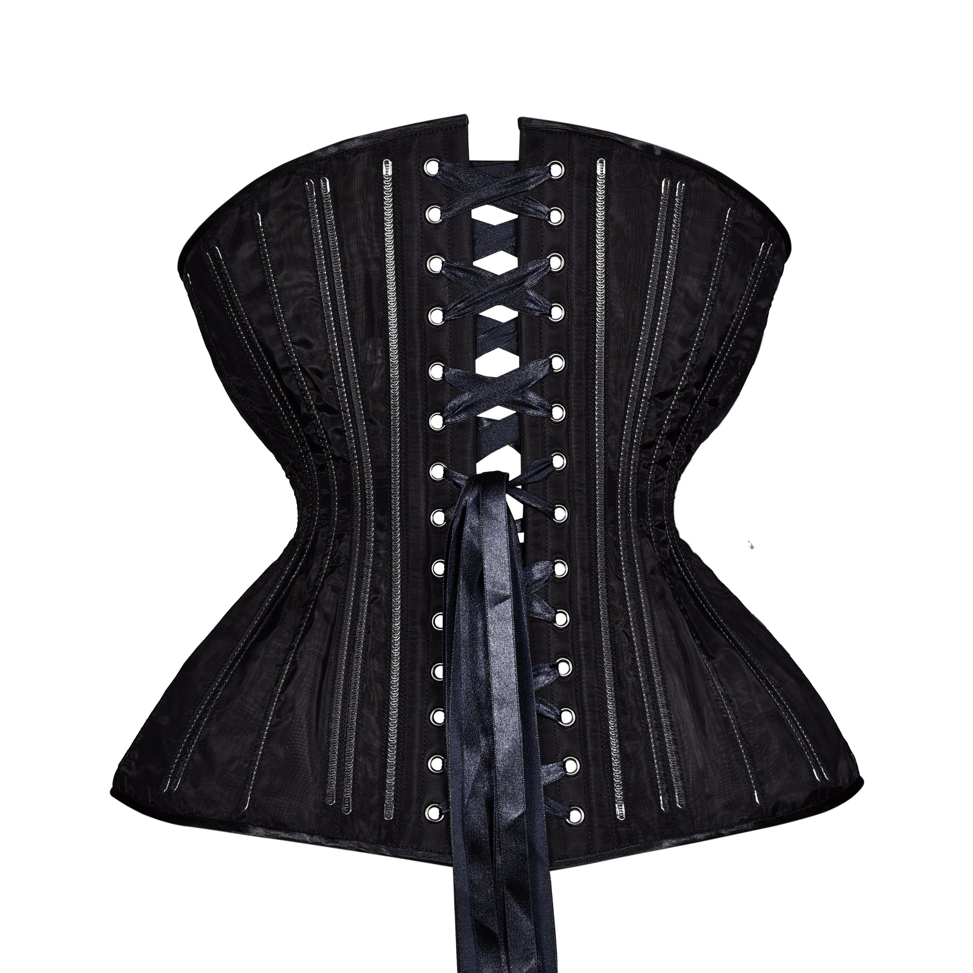 Black Fine Mesh No Line  Cupped Corset, Gemini Silhouette, Long