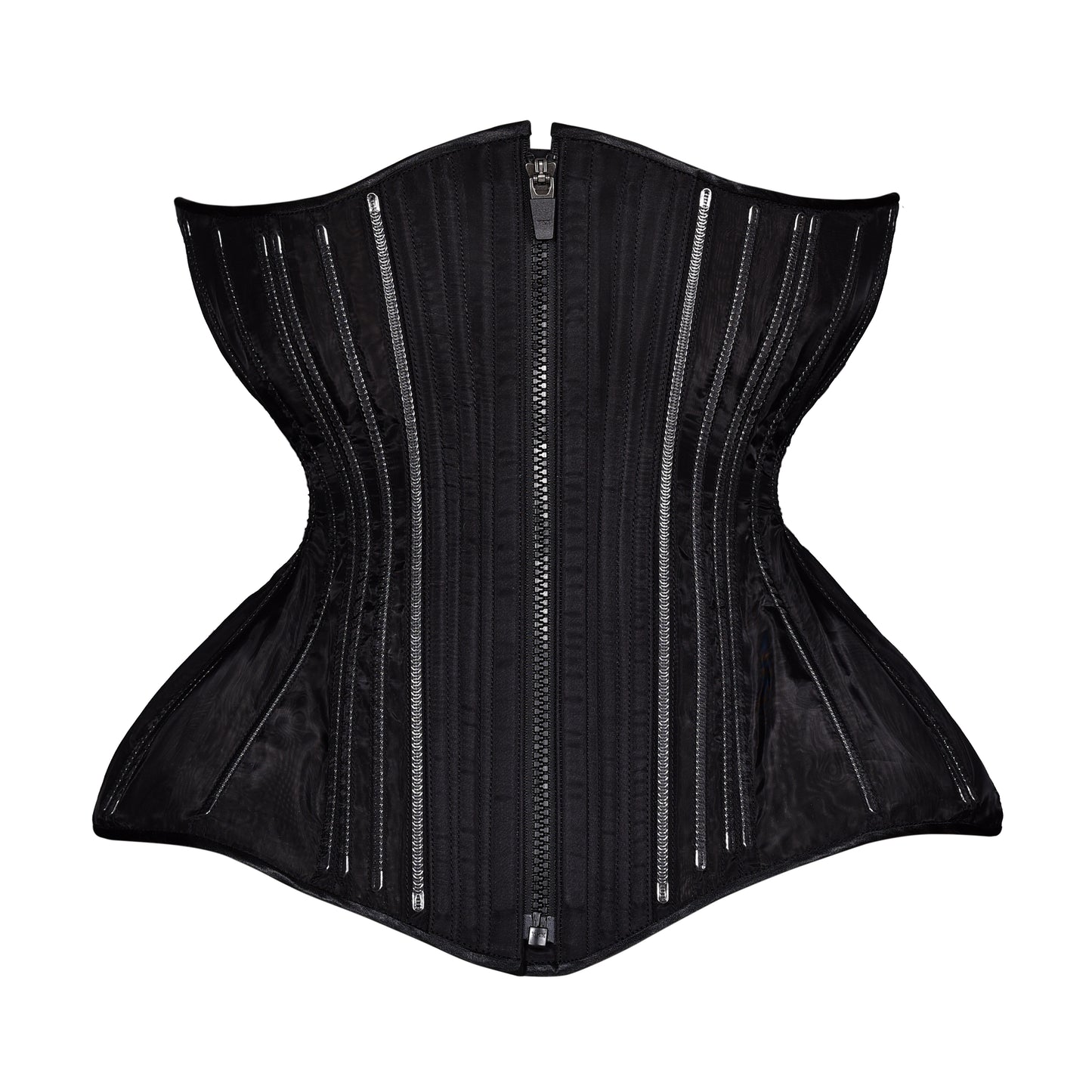 Black Fine Mesh No Line  Cupped Corset, Gemini Silhouette, Long