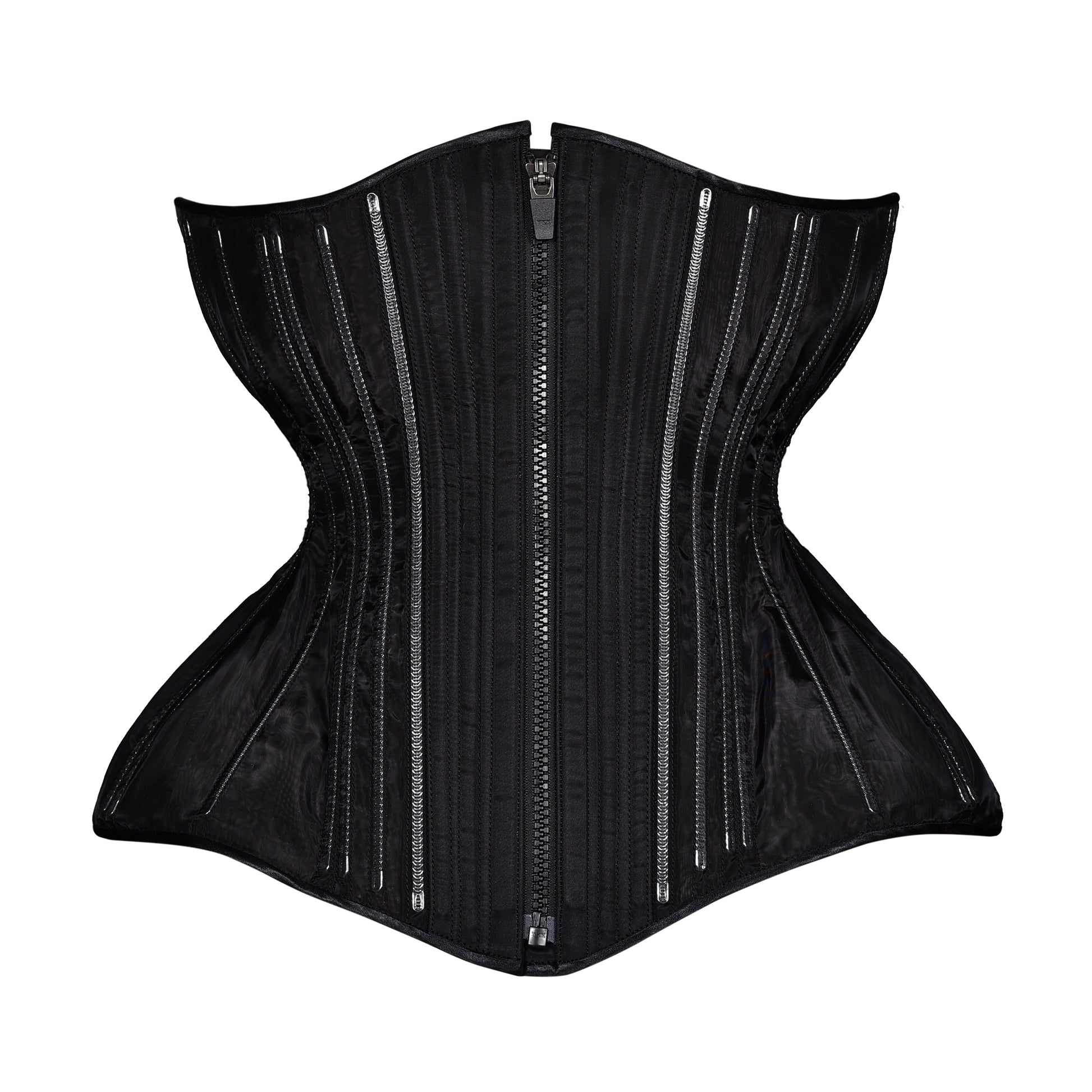 Black Fine Mesh No Line  Cupped Corset, Gemini Silhouette, Long