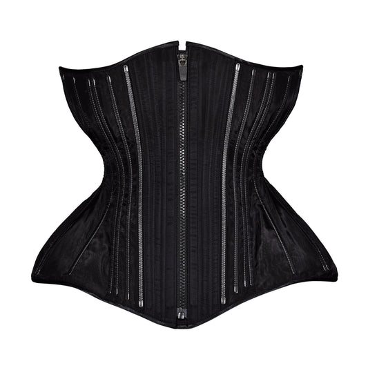 Black Fine Mesh No Line  Cupped Corset, Gemini Silhouette, Long