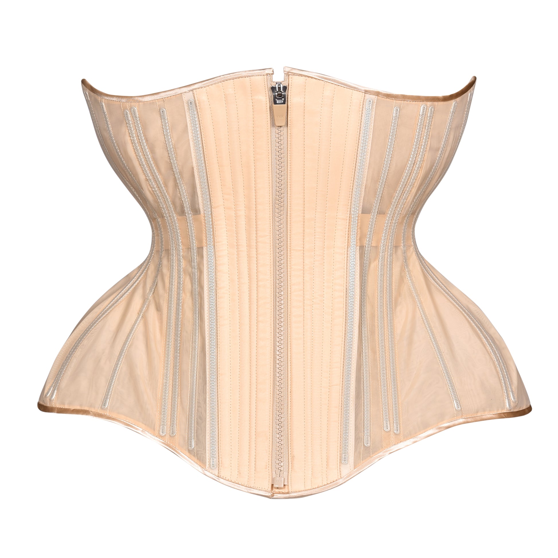 Beige Fine Mesh No Line  Cupped Corset, Gemini Silhouette, Long