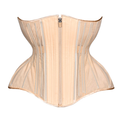 Beige Fine Mesh No Line  Cupped Corset, Gemini Silhouette, Long
