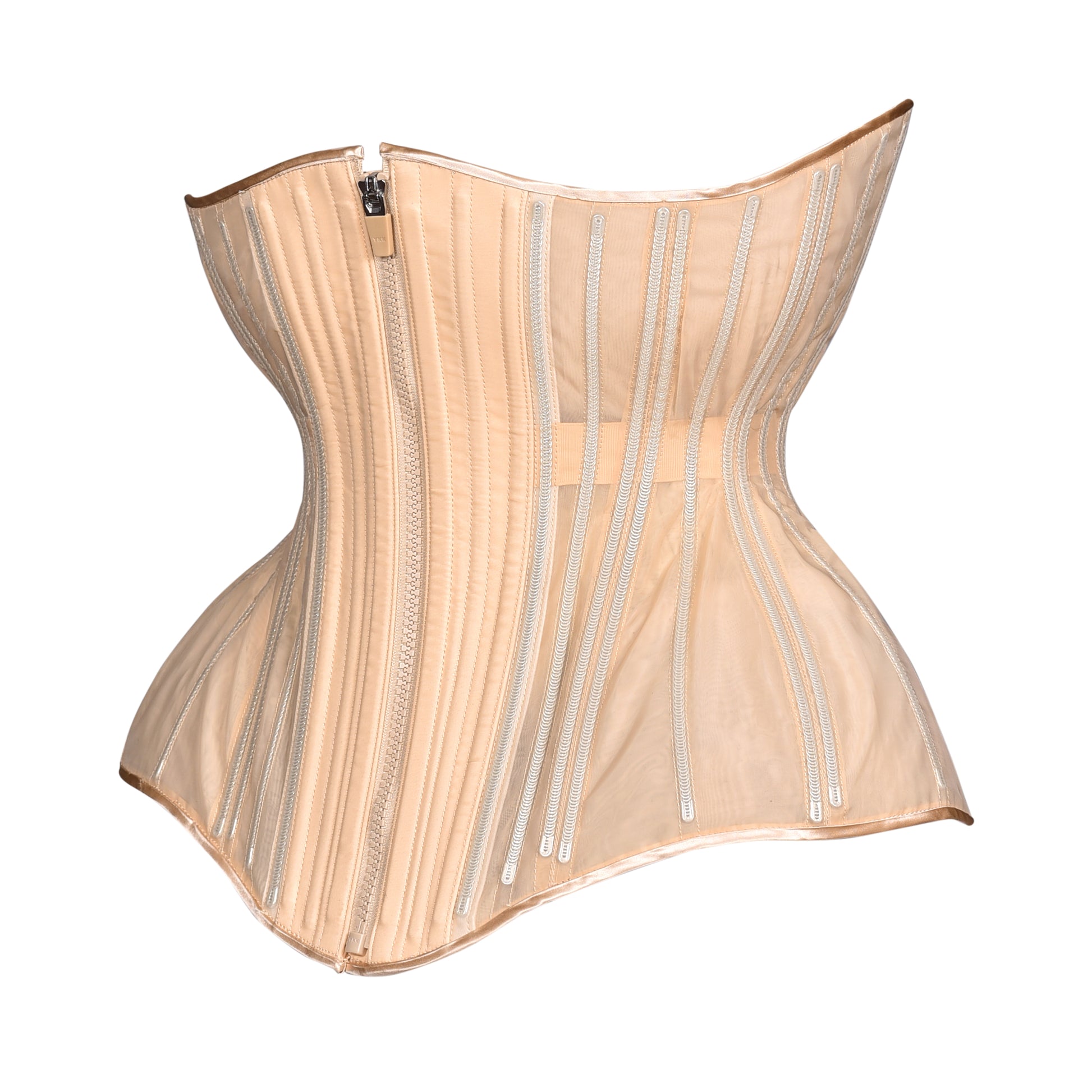 Beige Fine Mesh No Line  Cupped Corset, Gemini Silhouette, Long