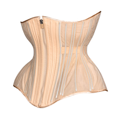 Beige Fine Mesh No Line  Cupped Corset, Gemini Silhouette, Long