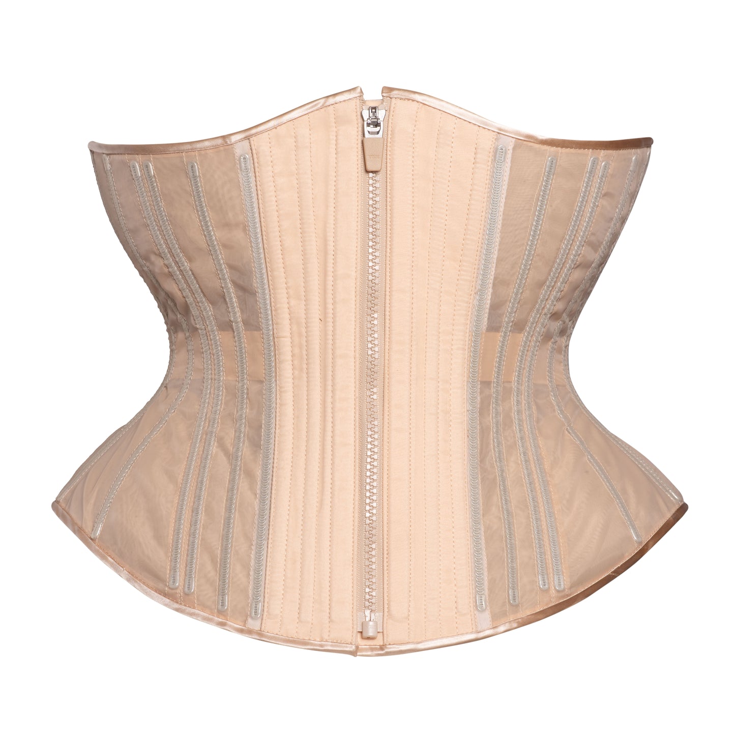NEW! (📐UFR) Beige Fine Mesh No Line Corset, Hourglass Silhouette, Funnel, Regular