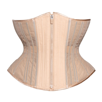 NEW! (📐UFR) Beige Fine Mesh No Line Corset, Hourglass Silhouette, Funnel, Regular