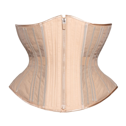 NEW! (📐UFR) Beige Fine Mesh No Line Corset, Hourglass Silhouette, Funnel, Regular