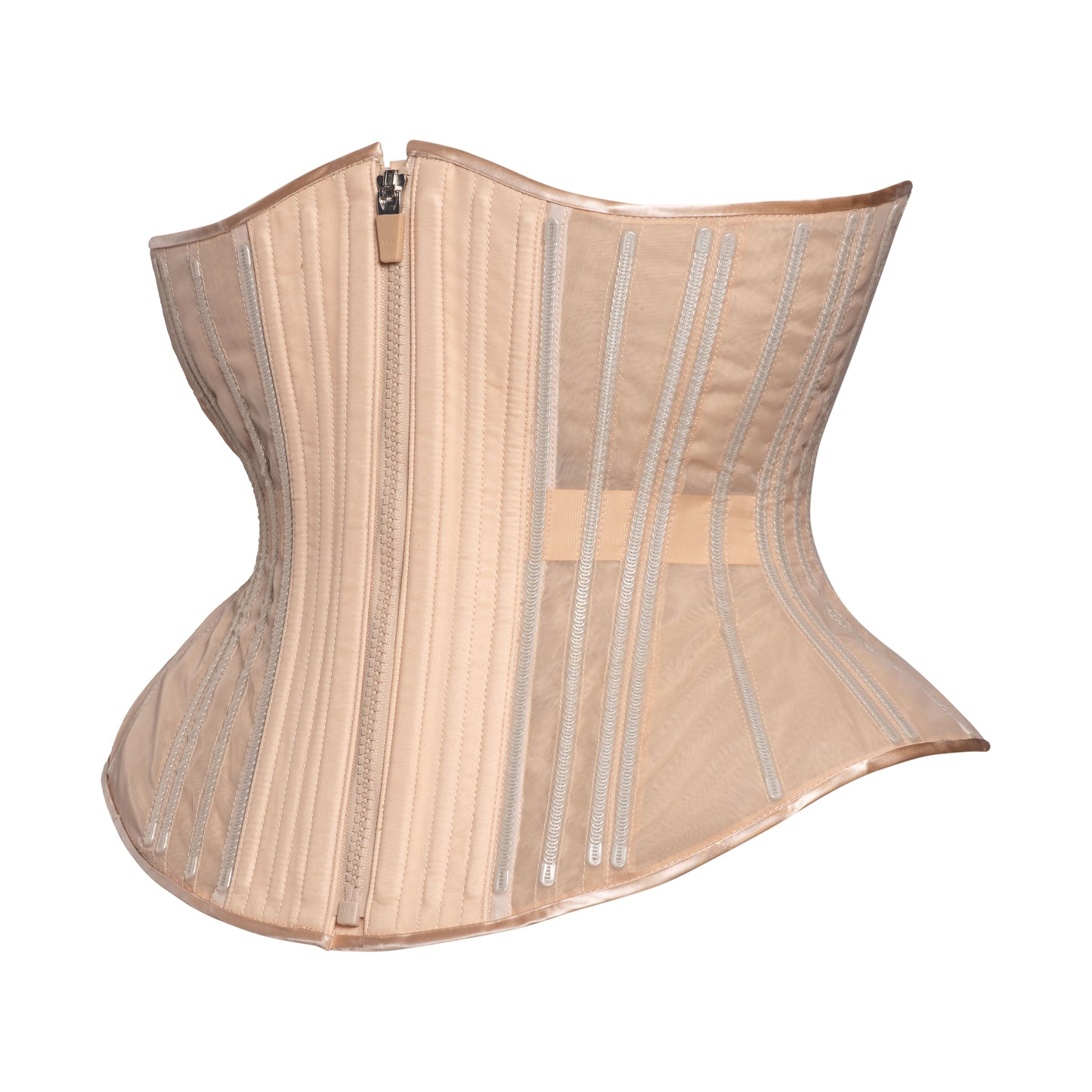 NEW! (📐UFR) Beige Fine Mesh No Line Corset, Hourglass Silhouette, Funnel, Regular