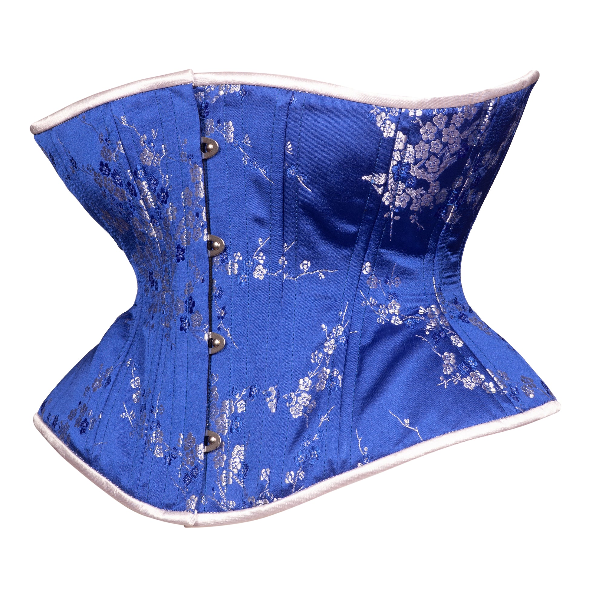 Cobalt Silver Blossom Corset, Libra Silhouette, Regular