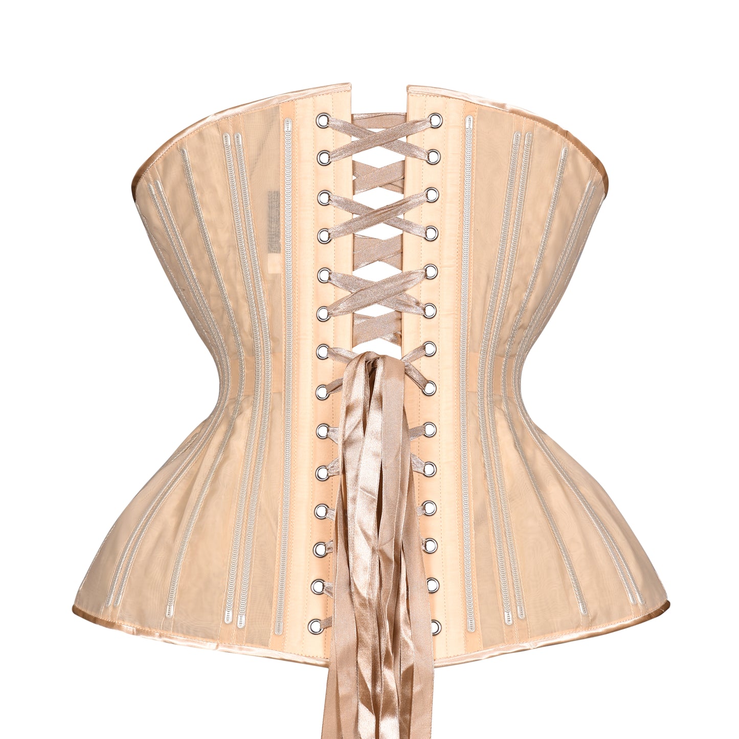 Black Fine Mesh No Line Straight Corset, Gemini Silhouette, Long
