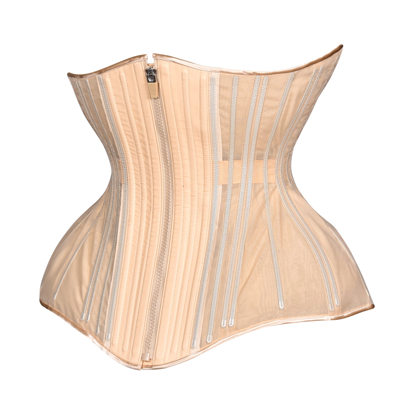 Black Fine Mesh No Line Straight Corset, Gemini Silhouette, Long