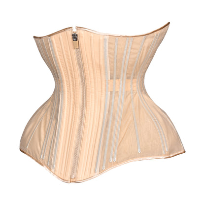 Black Fine Mesh No Line Straight Corset, Gemini Silhouette, Long