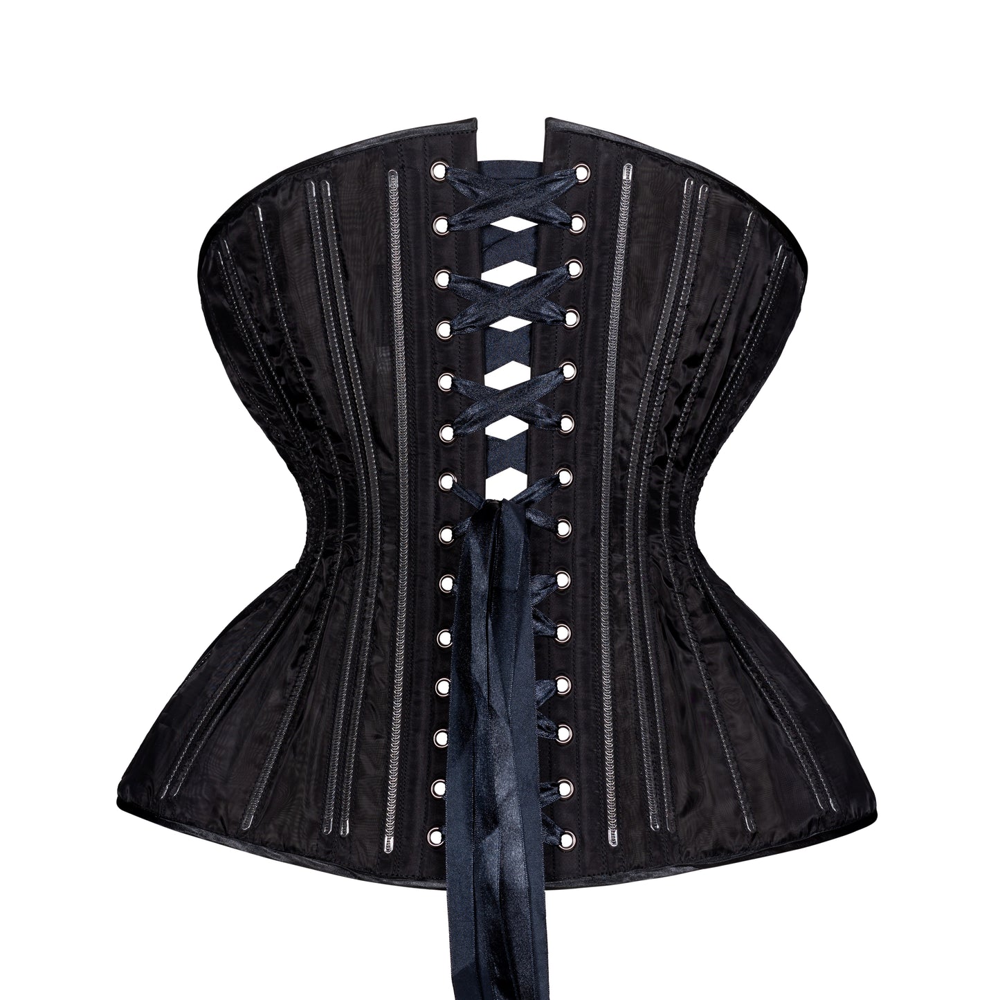 Black Fine Mesh No Line Straight Corset, Gemini Silhouette, Long