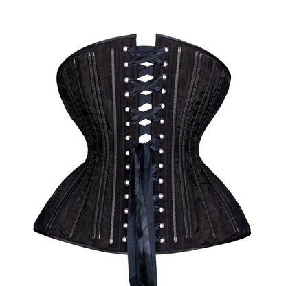 Black Fine Mesh No Line Straight Corset, Gemini Silhouette, Long