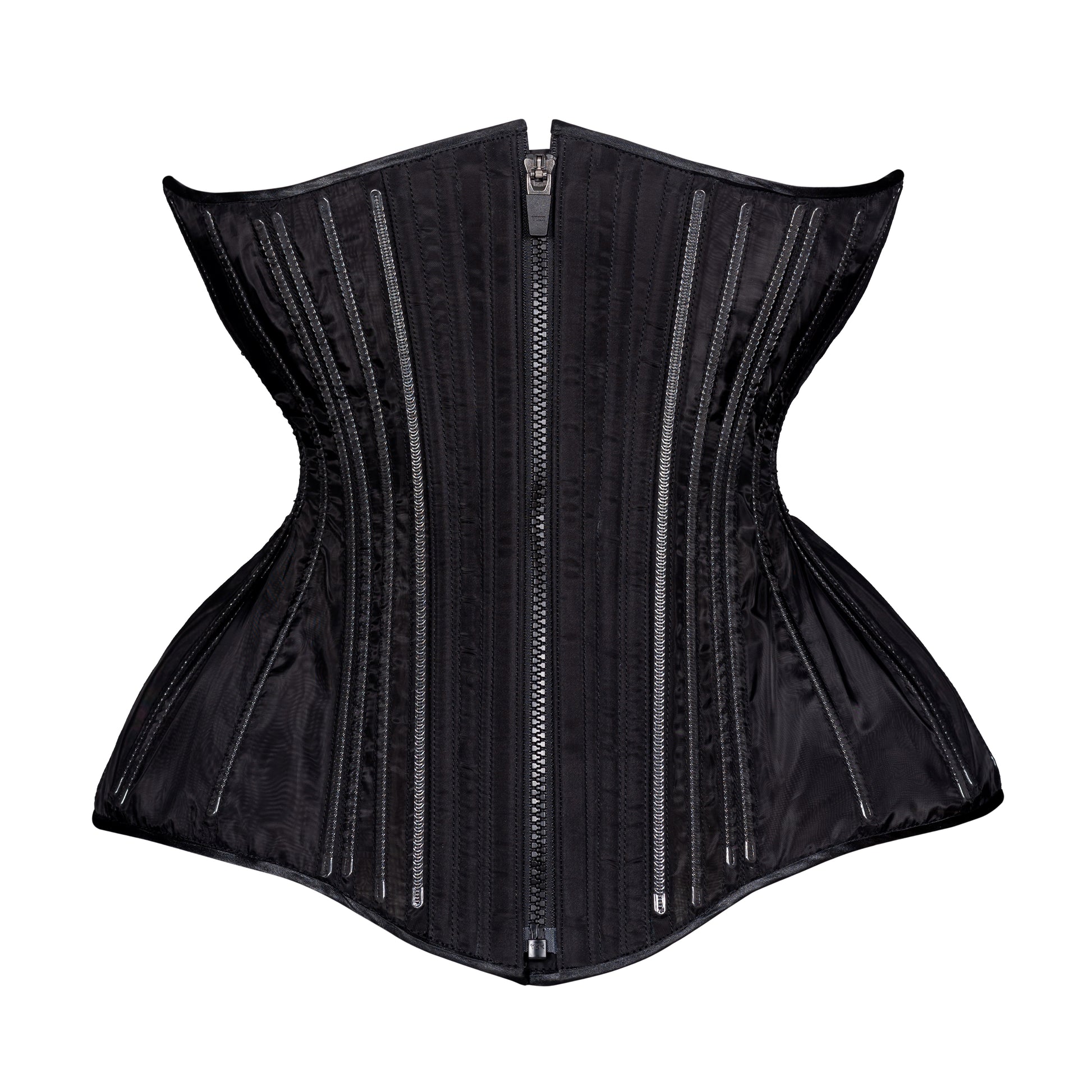 Black Fine Mesh No Line Straight Corset, Gemini Silhouette, Long