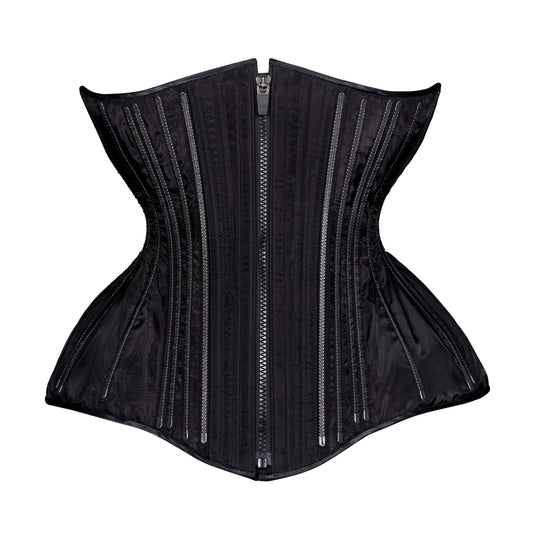 Black Fine Mesh No Line Straight Corset, Gemini Silhouette, Long