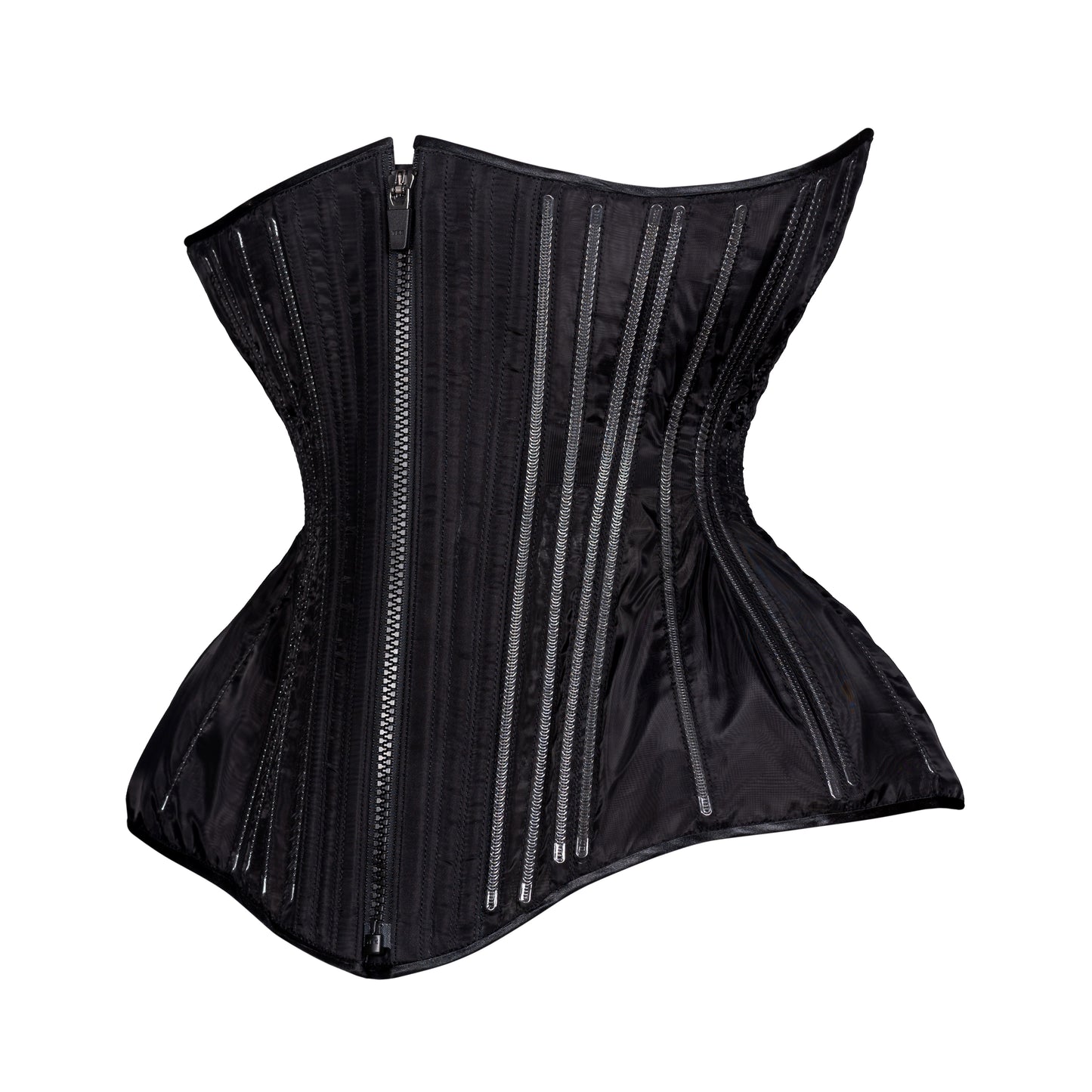 Black Fine Mesh No Line Straight Corset, Gemini Silhouette, Long