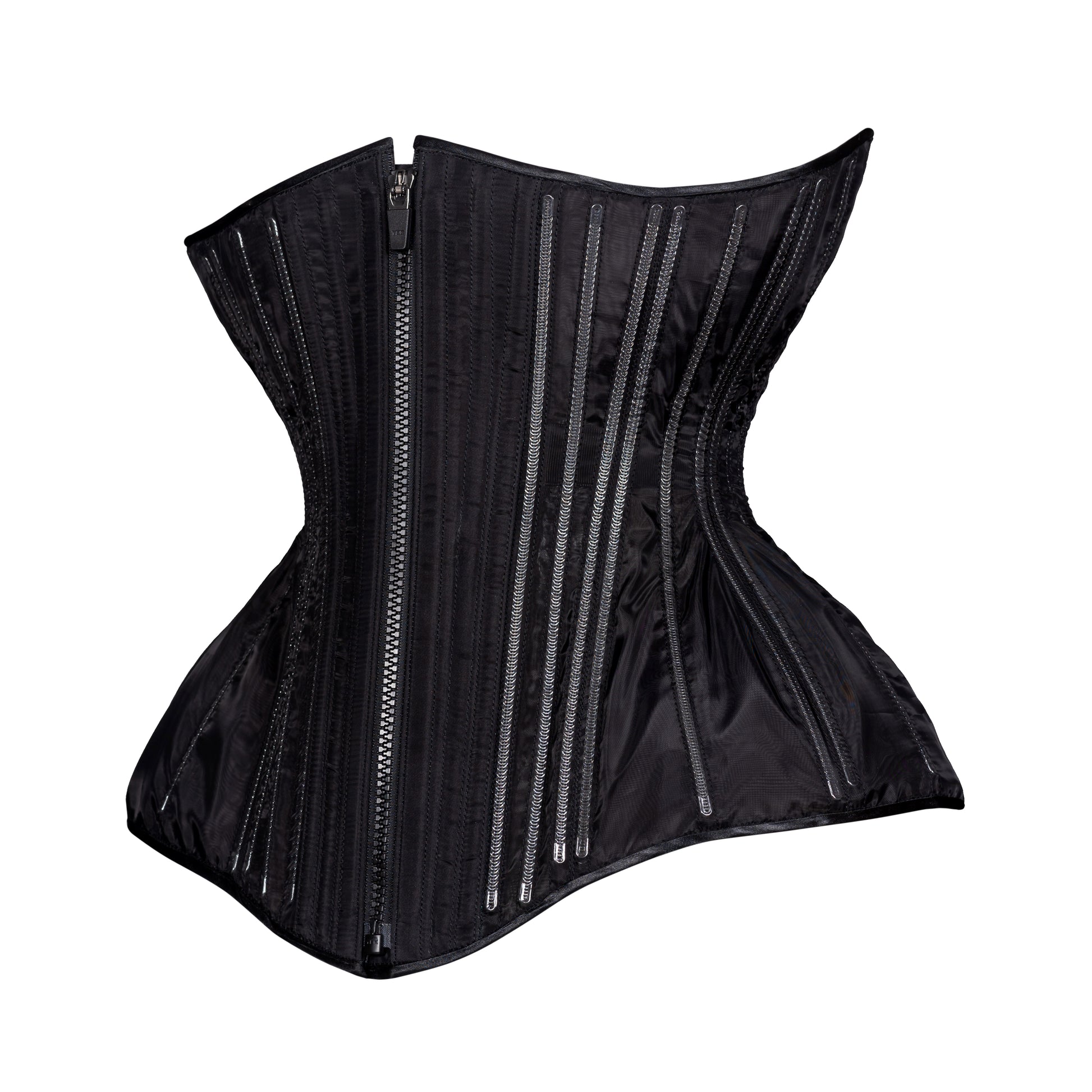 Black Fine Mesh No Line Straight Corset, Gemini Silhouette, Long