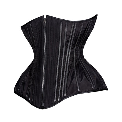 Black Fine Mesh No Line Straight Corset, Gemini Silhouette, Long