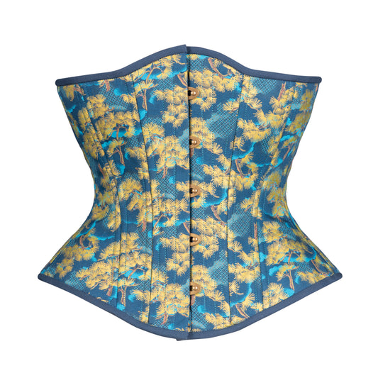 Dandelions on Blue Novice Corset, Hourglass Silhouette, Regular