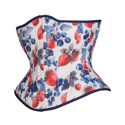 Berry Sweet Cotton Corset, Hourglass Silhouette, Regular length, side view 