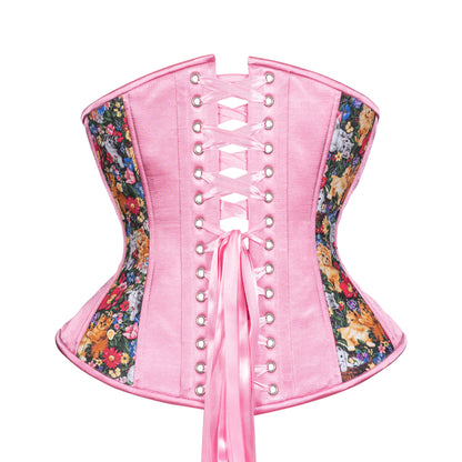 Feline Flowers Cotton Novice Corset, Hourglass Silhouette, Regular