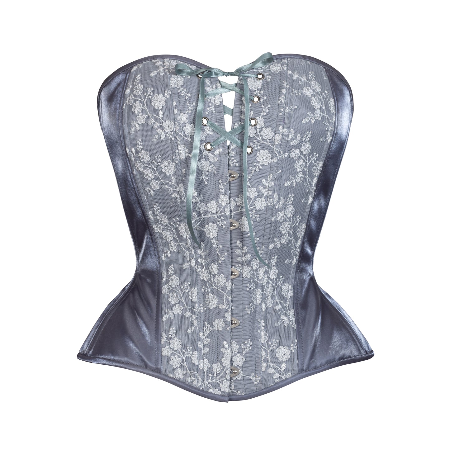 Frost on Steel, Overbust Corset, Hourglass Silhouette, NEW