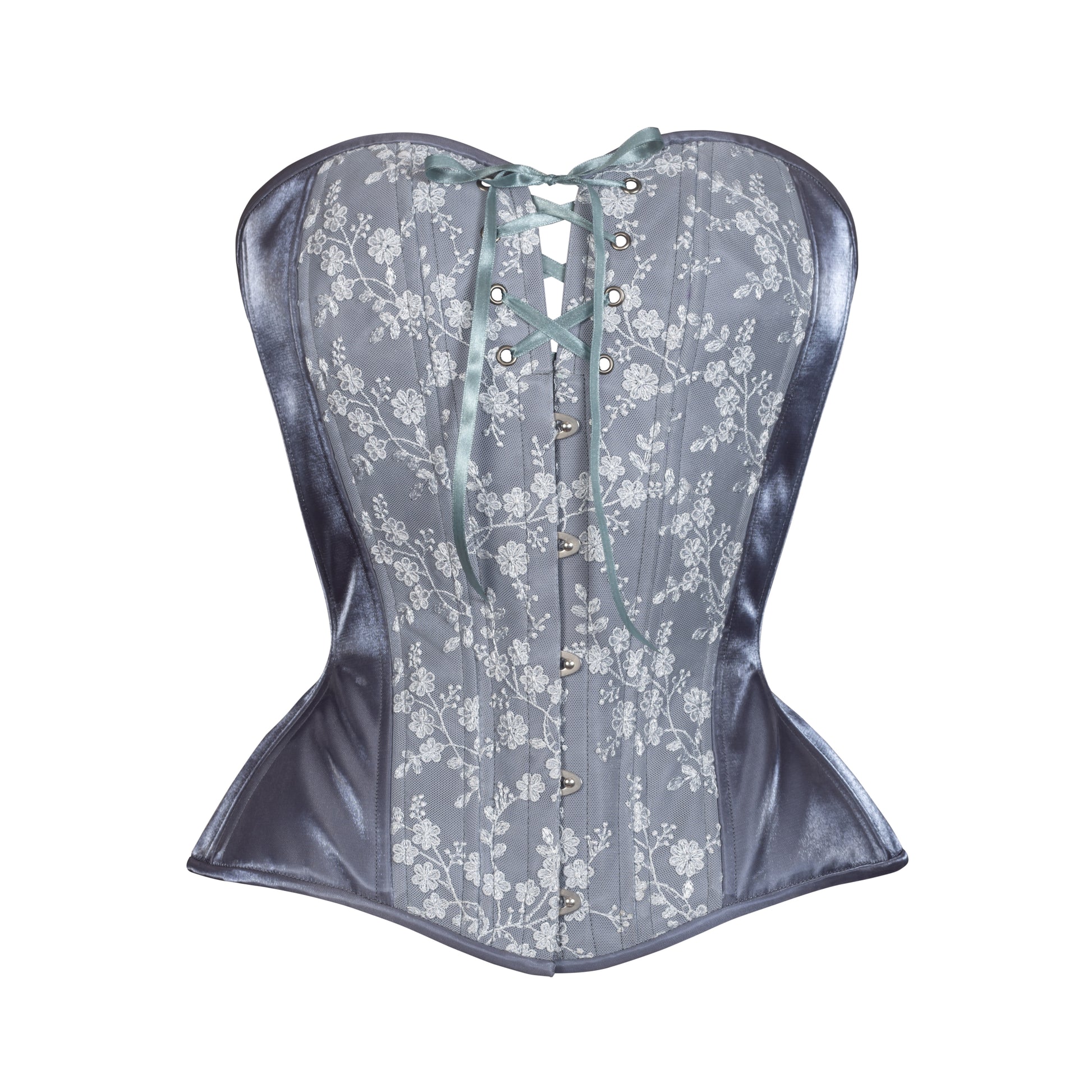 Frost on Steel, Overbust Corset, Hourglass Silhouette, NEW