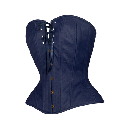 Dark Wash Denim, Overbust Corset, Hourglass Silhouette, NEW
