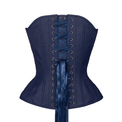 Dark Wash Denim, Overbust Corset, Hourglass Silhouette, NEW
