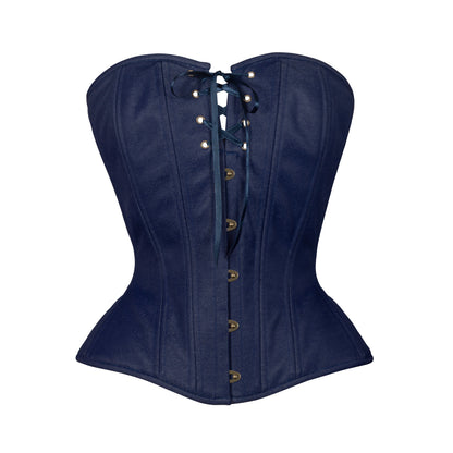 Dark Wash Denim, Overbust Corset, Hourglass Silhouette, NEW