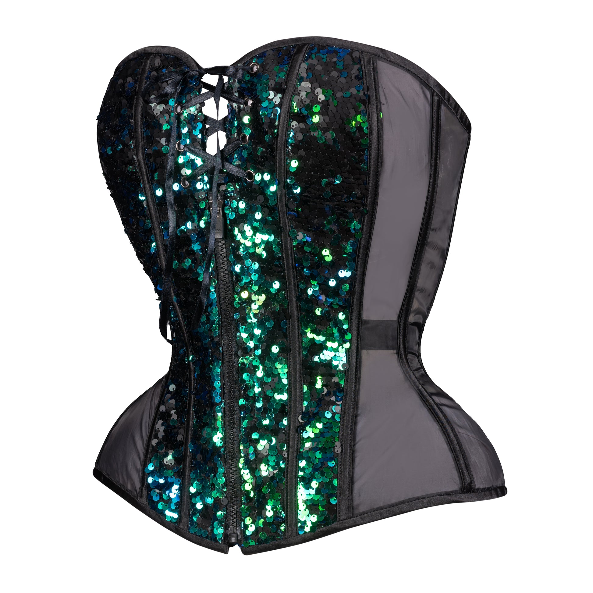 Siren Sequin Mesh, Overbust Corset, Hourglass Silhouette, NEW