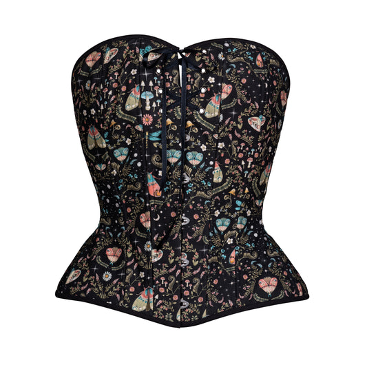 Moths at Night, Overbust Corset, Hourglass Silhouette, NEW