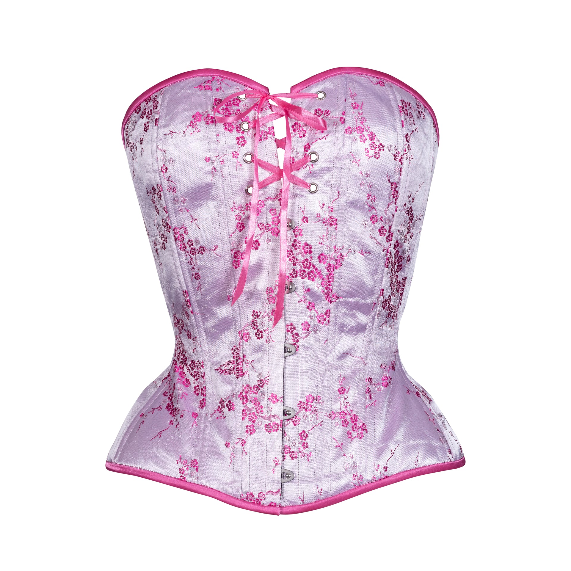 Pink Cherry Blossom, Overbust Corset, Hourglass Silhouette, Regular** PHOTO  SAMPLE, ONLY SIZE 22M IS AVAILABLE