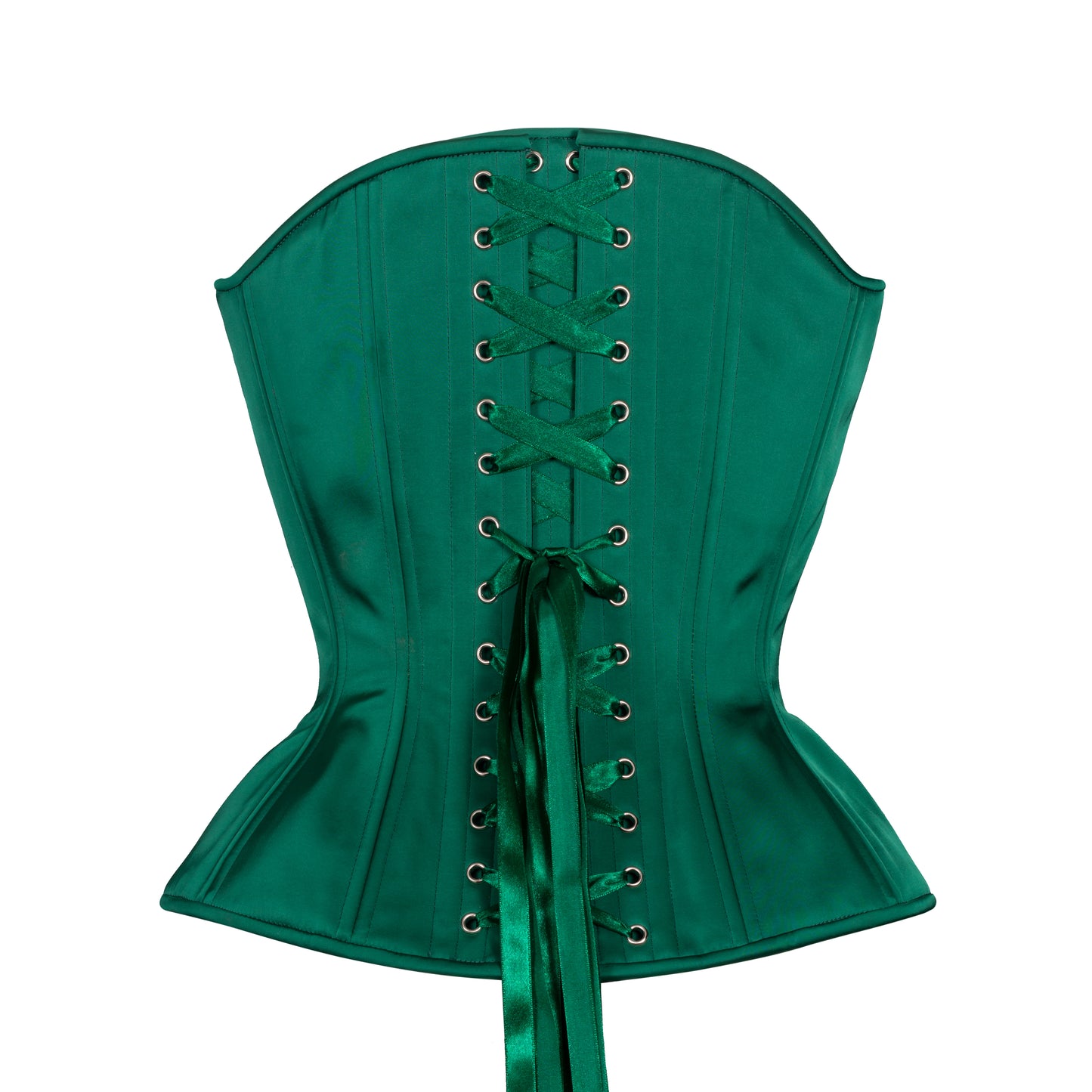 Deep Forest Green satin, Overbust Corset, Hourglass Silhouette, NEW