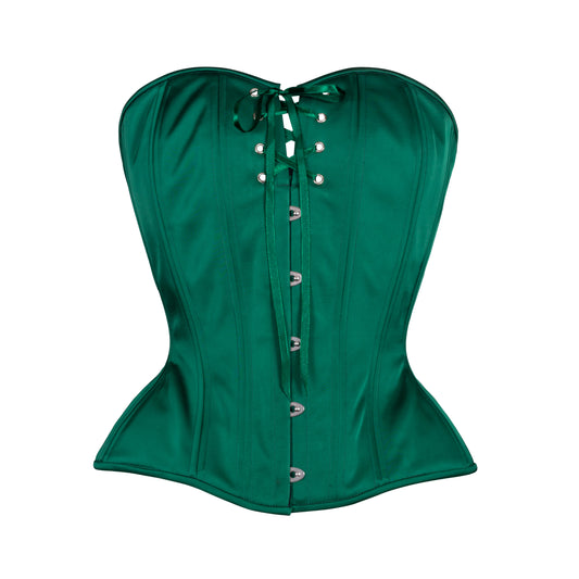 Deep Forest Green satin, Overbust Corset, Hourglass Silhouette, NEW