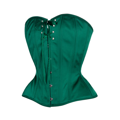 Deep Forest Green satin, Overbust Corset, Hourglass Silhouette, NEW