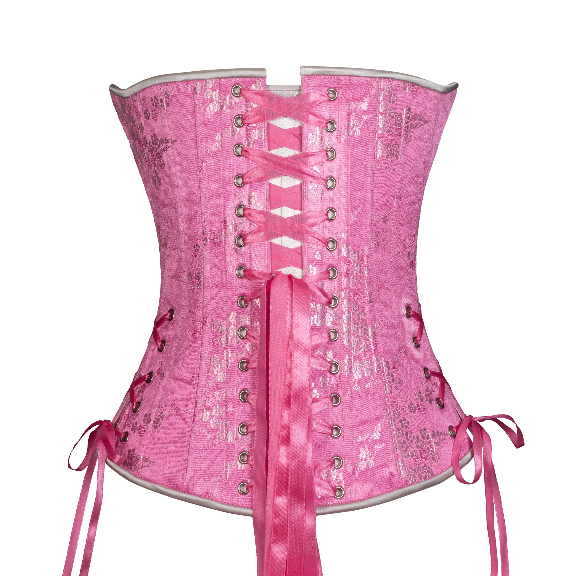 Pink Silver Cherry Blossom Overbust, Slim Silhouette, Regular